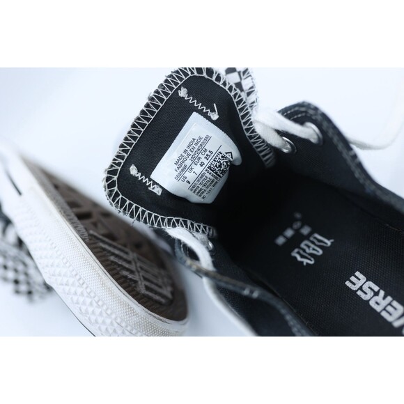 Converse Double Tongue 9 Black White Checkered Low Top Shoes Emo Grunge - Picture 9 of 10